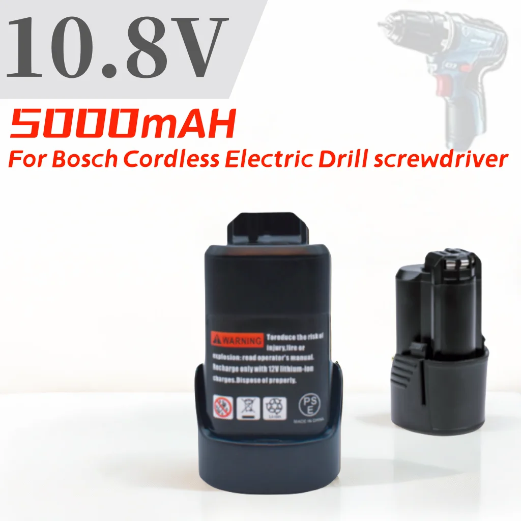 

5.0Ah 10.8V Li-ion Rechargeable Battery Pack Replace for BOSCH Cordless Electric Drill Screwdriver BAT411 BAT412 BAT