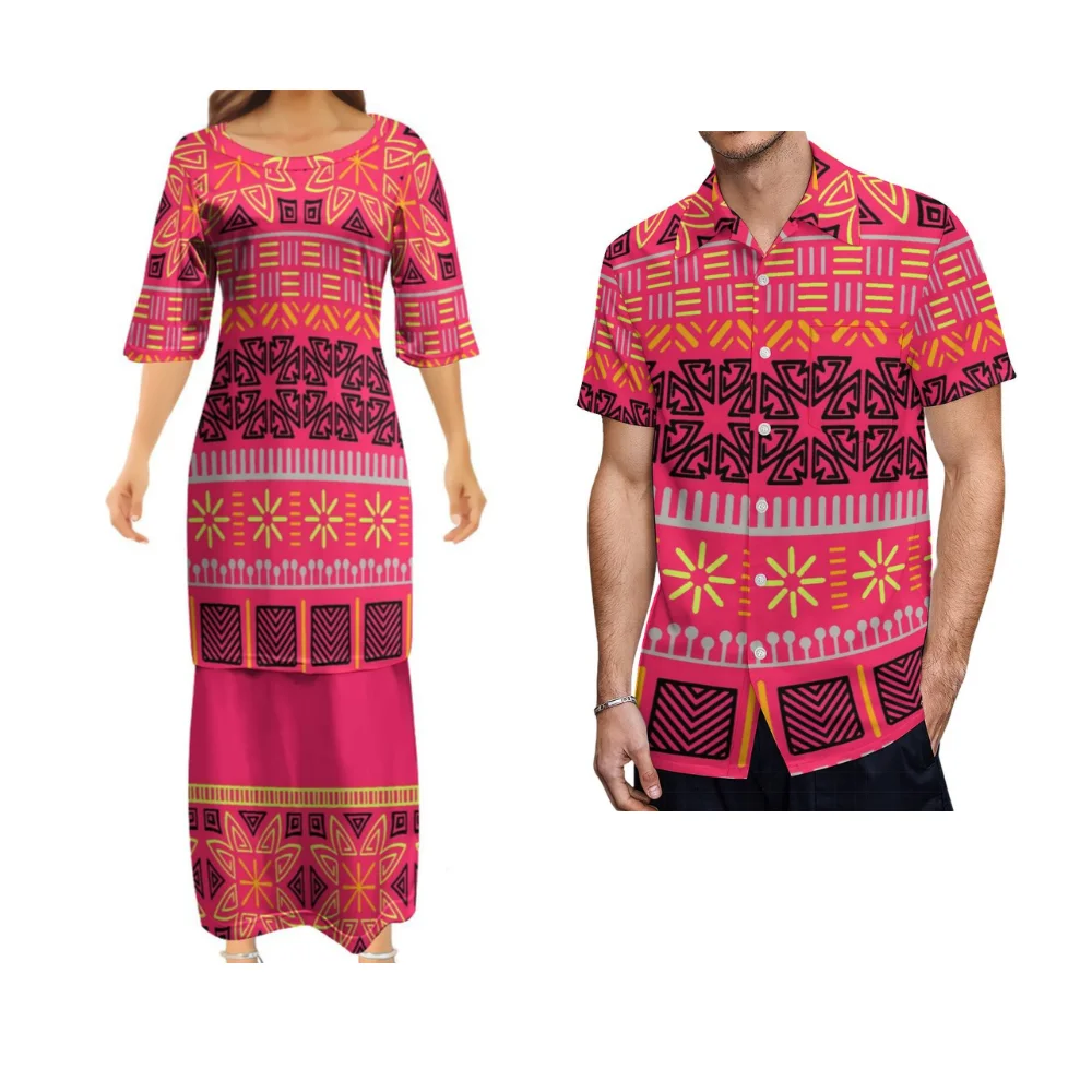 

Samoa puletasi clothing Casual women's clothing Polynesian tribes-designed clothing and Hawaiian shirts for married couples