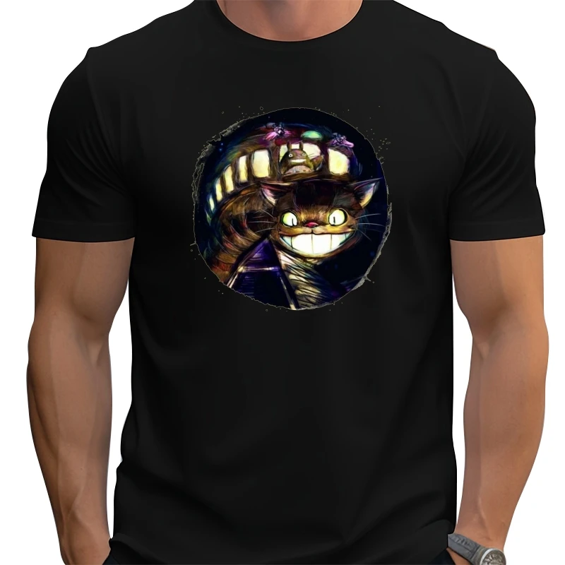 

Футболки с рисунком Feline Ride, классическая мужская футболка с круглым вырезом, футболка с коротким рукавом, велосипедная футболка, хлопковая верхняя одежда