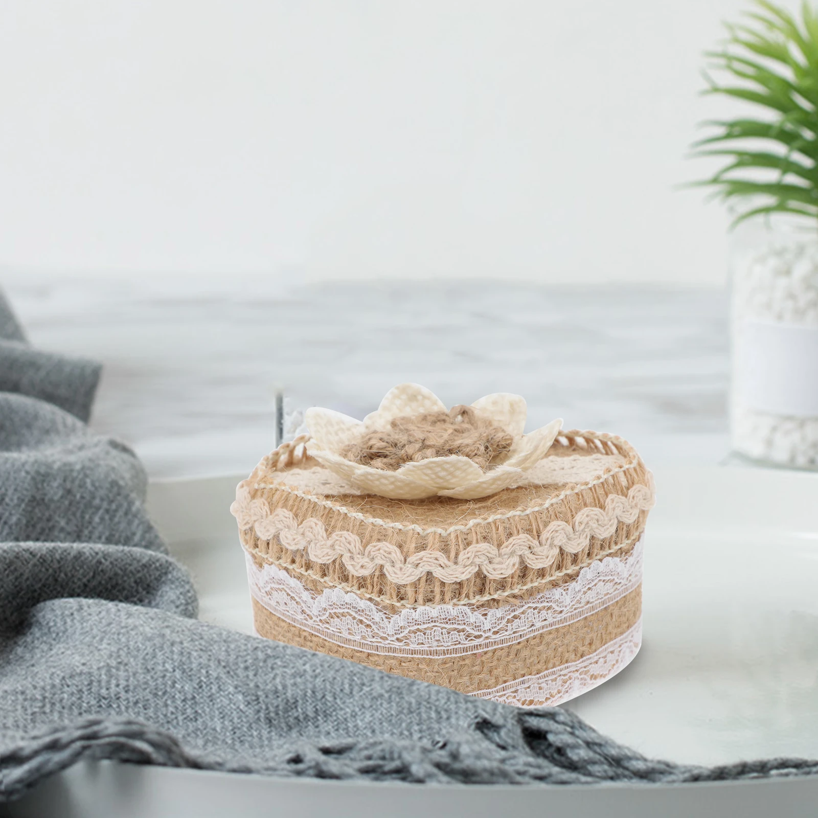 

Jewelry Ring Container Linen ABS Durable Storage Box Romantic Gift Wedding Anniversary Proposal Valentine Mother Day