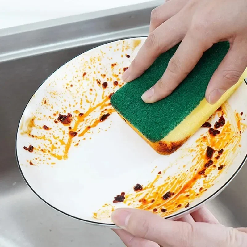 1/50pcs Magic Double-sided Cleaning Sponge Highly Absorbent Kitchen Dishwashing Pot Rust Stain Sponges Brushes Tools Wholesale