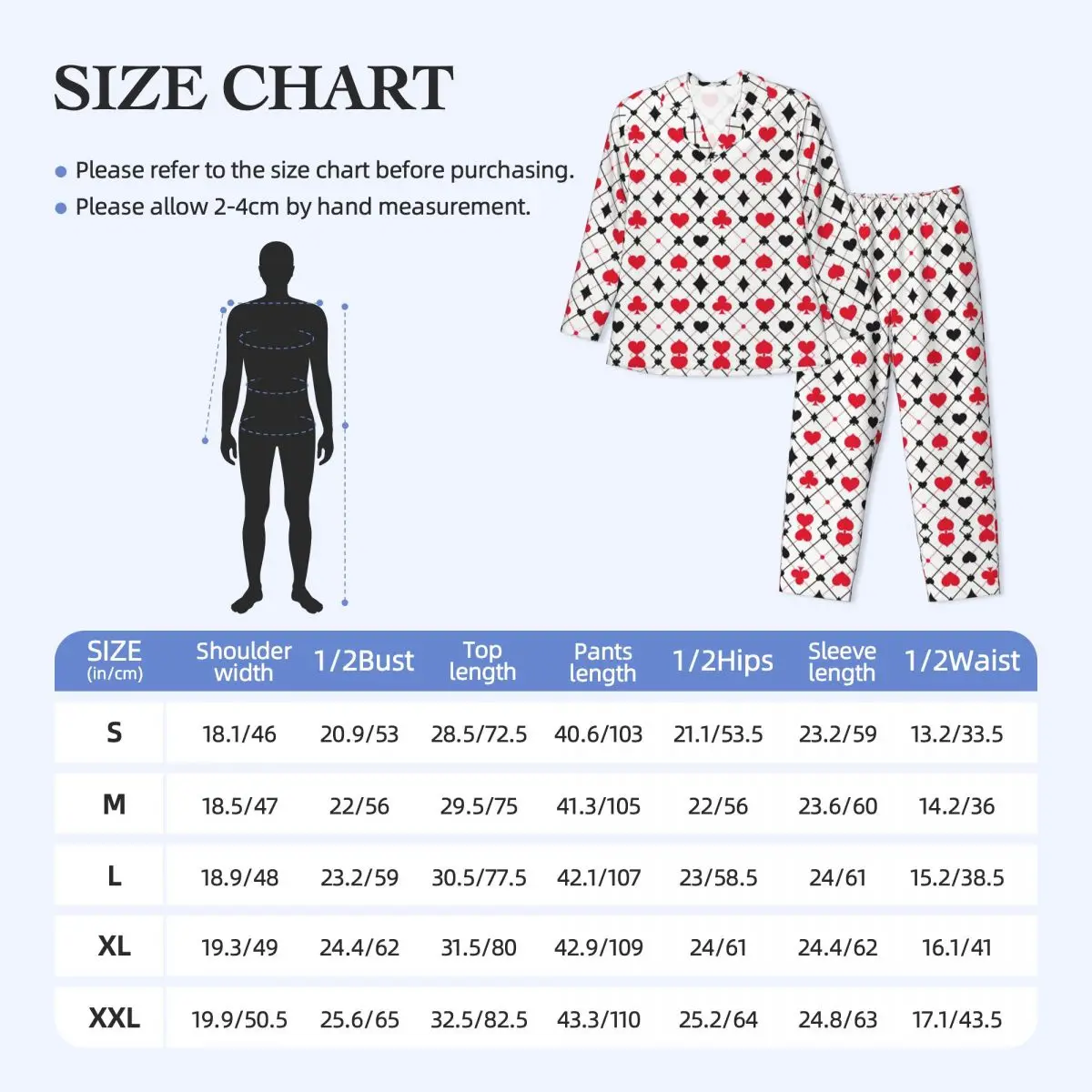 Men Pajamas Set of Autumn Winter Long-Sleeved Poker Home Clothing Sleepwear 2PCS/Set