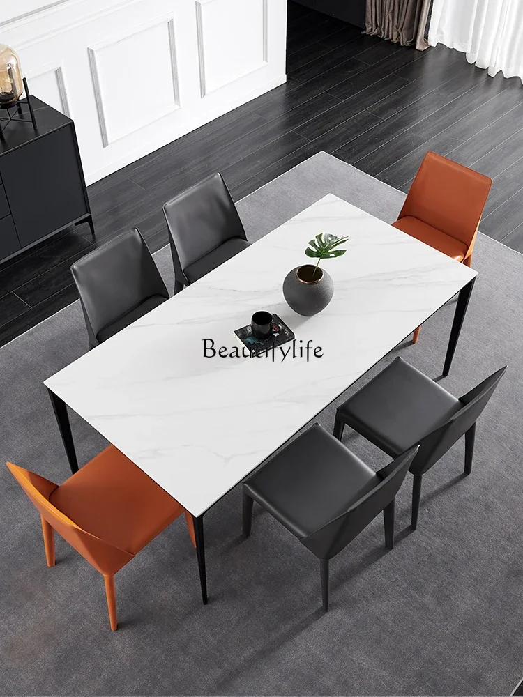 

Italian minimalist rock slab dining table simple modern marble rectangular dining table