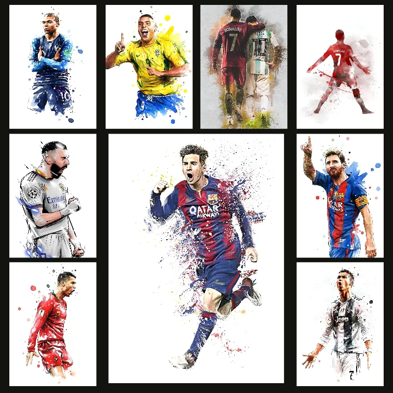 

Watercolor Soccer Star Wall Art Poster Wall Art Home Decor Room Decor Digital Painting Living Room Restaurant Kitchen Art