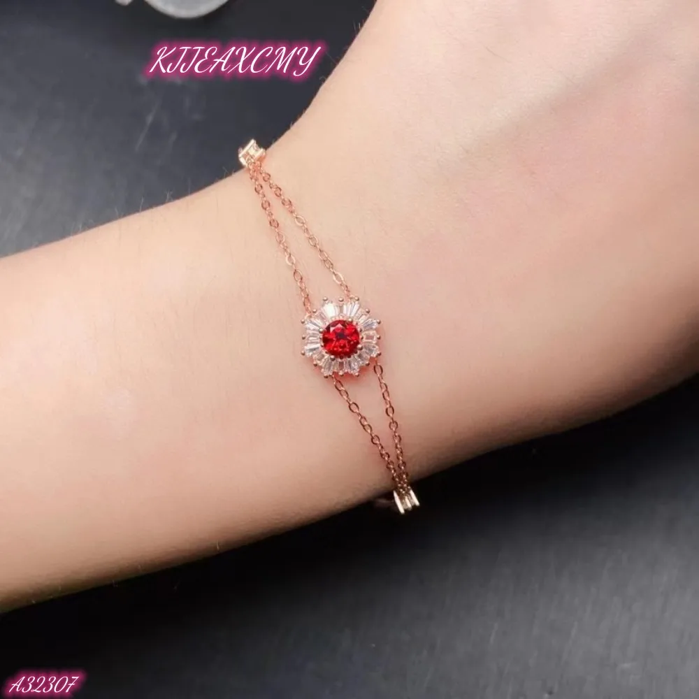 

KJJEAXCMY Brand Boutique Jewelry 925 Sterling Silver Natural Red Garnet Women's Bracelet