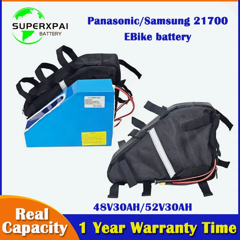 48V 52V large capacity triangle pack battery 30AH 21700 li-ion battery pack is suitable for electric bicycles