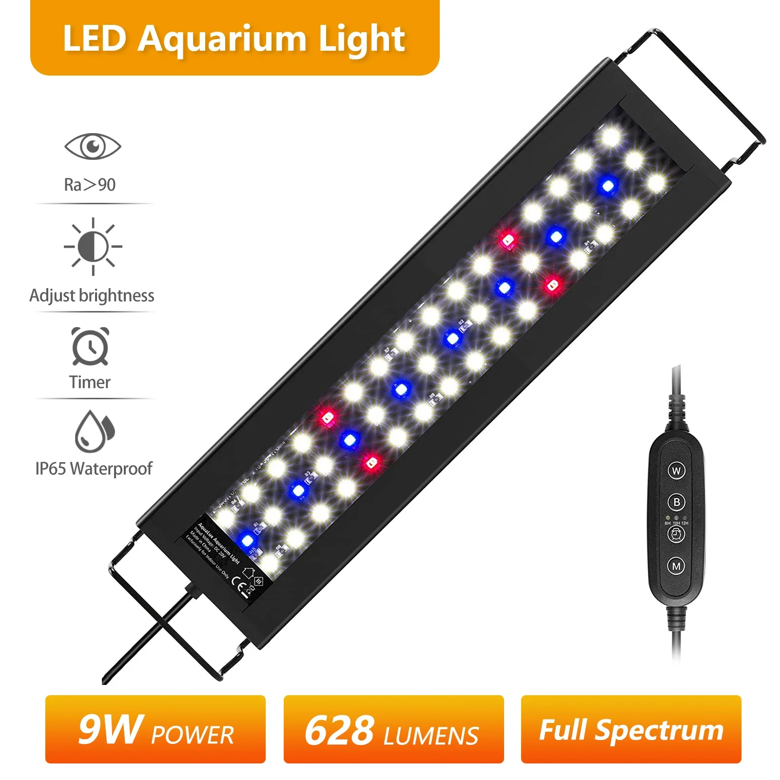 Suitable for 12-18 Inch Freshwater Fish Tank 9 Watts Full Spectrum Plant LED Aquarium Light