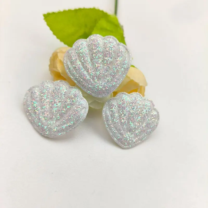 50 Stück weiße, gepolsterte Applikationen in Muschelform für DIY-Schuhe, Hüte, Taschen, Verpackungen, Dekorationen, Accessoires und Aufnäher. – Detail 2