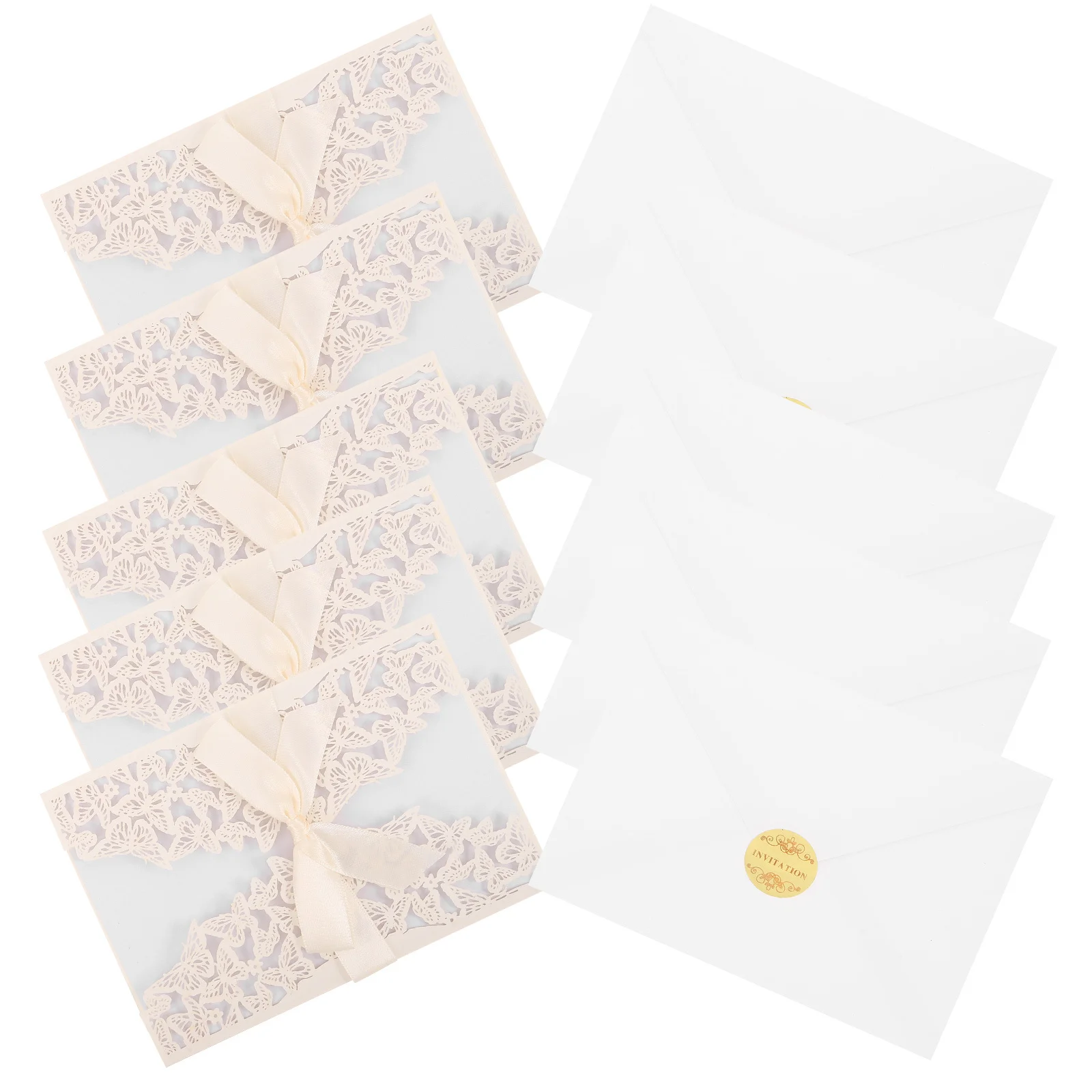 

5 комплектов свадебных приглашений с бабочками и цветочным принтом, кружевной дизайн, пустые открытки, конверты для свадебного душа, помолвки, юбилея