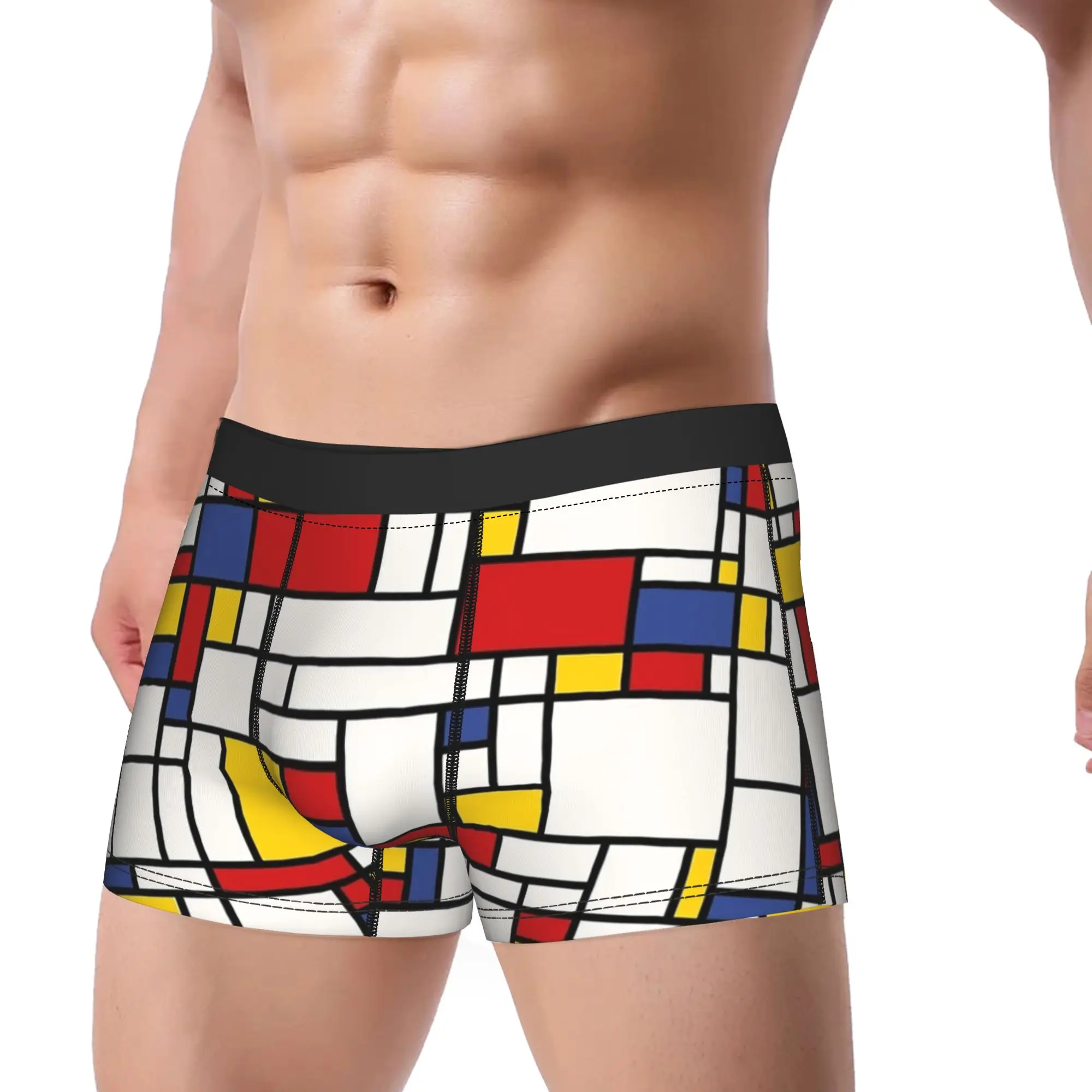 Piet Mondrian Abstract Pop Art 1960s Red Blue Yellow Underwear Male Shorts Briefs Boxer Shorts Hot Sale Print Oversize Panties