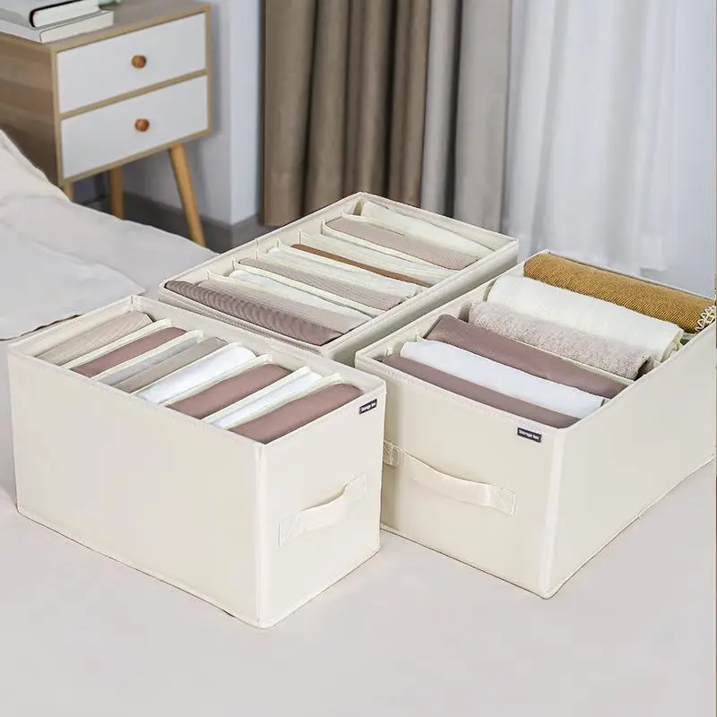 Convenient Portable Home Clothes Storage Box Foldable Basket Partitioned Wardrobe Organizer Simple Style Jewelry Box