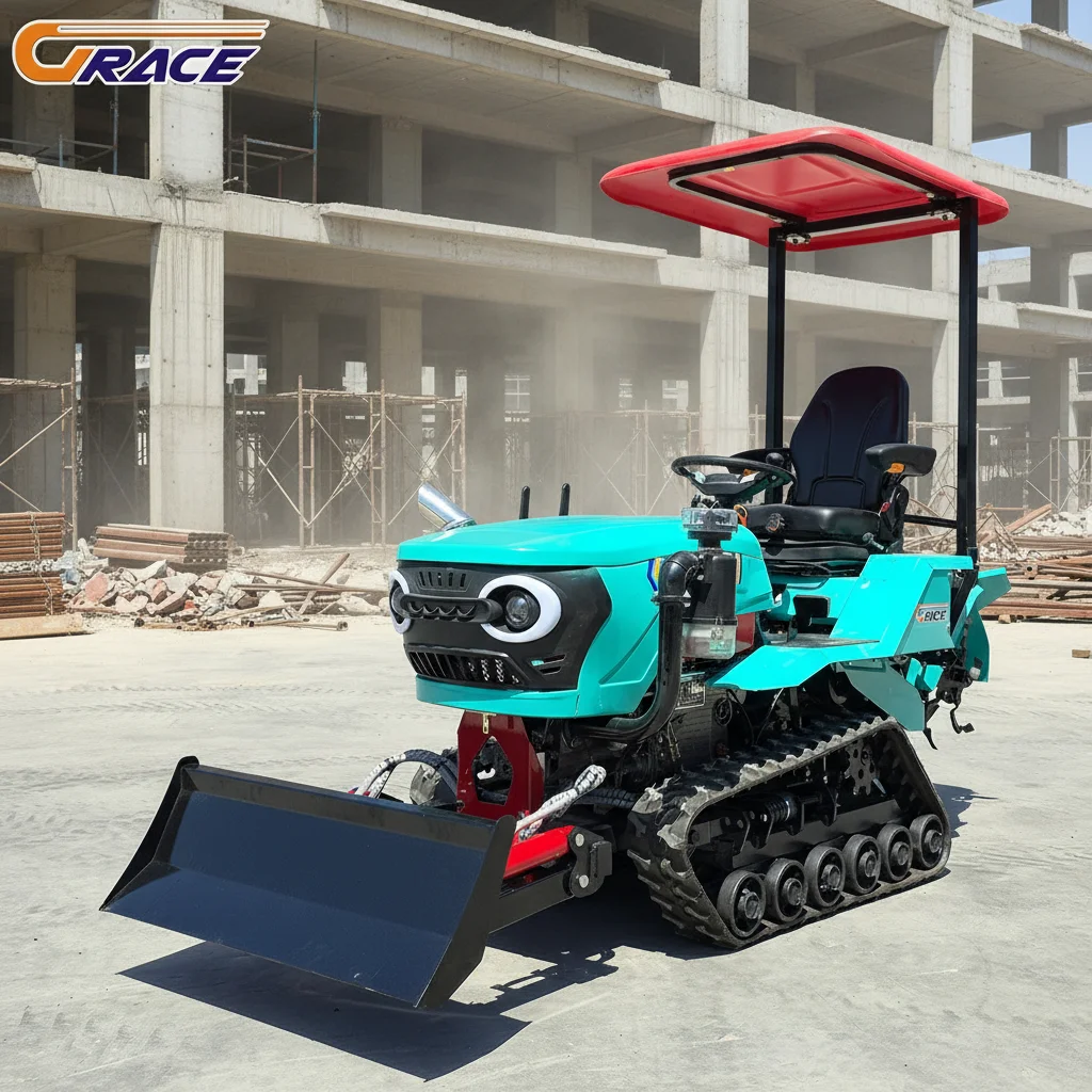 

Customize Farm Crawler Tractor With Cultivator Harvester Attachments For Agriculture