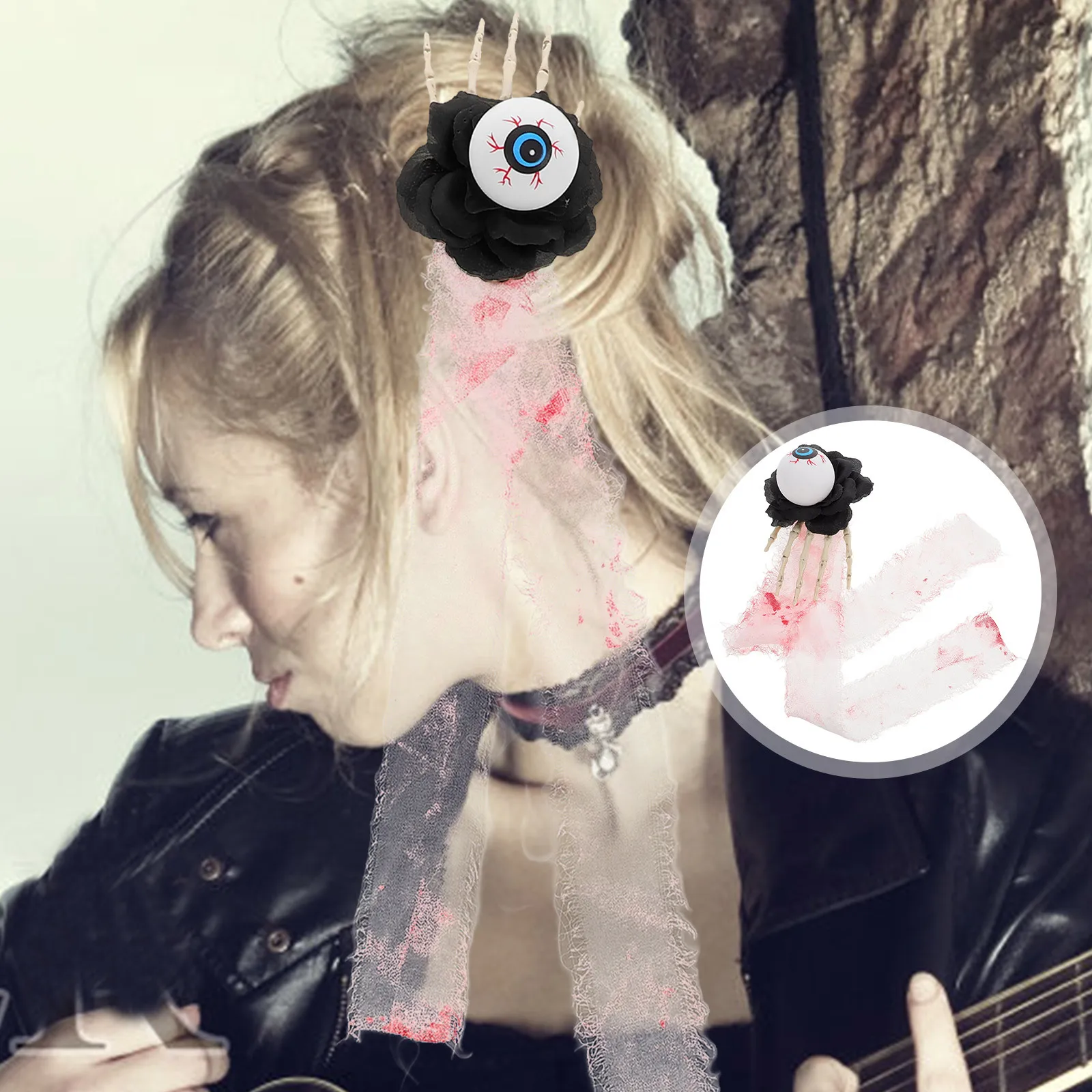 

Заколка для волос на Хэллоуин, большая пряжка для глаз, заколка для волос в стиле панк, темный стиль, аксессуар для волос