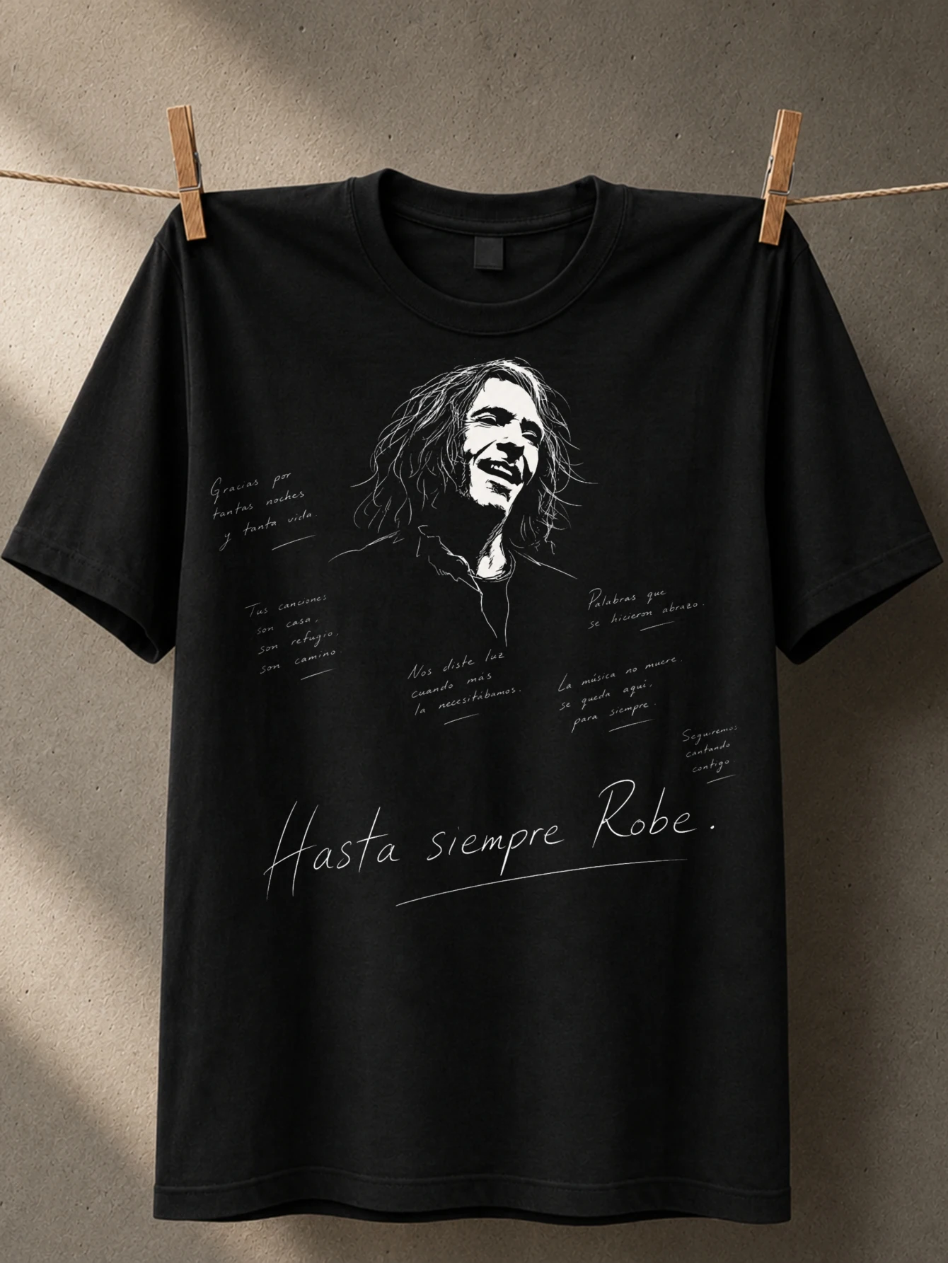 Hasta Siempre Robe simple line portrait with scattered handwritten memories and elegant monochrome  Unisex All T-Shirt