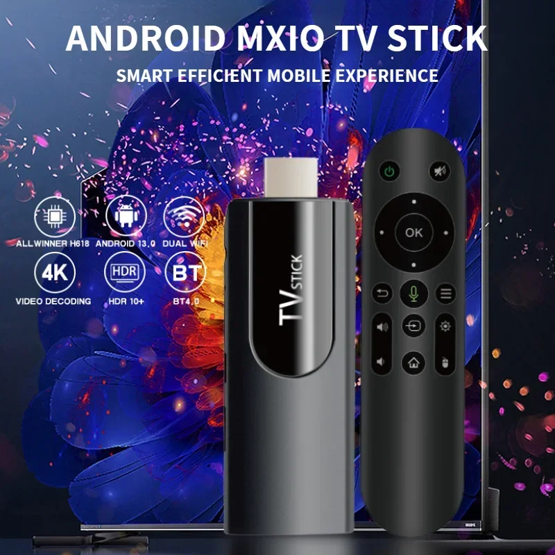 MX10 TV stick android13 h618 ATV 4K HD TV box 2.4/5G WiFi smart TV receiver for Google YouTube Netflix media player