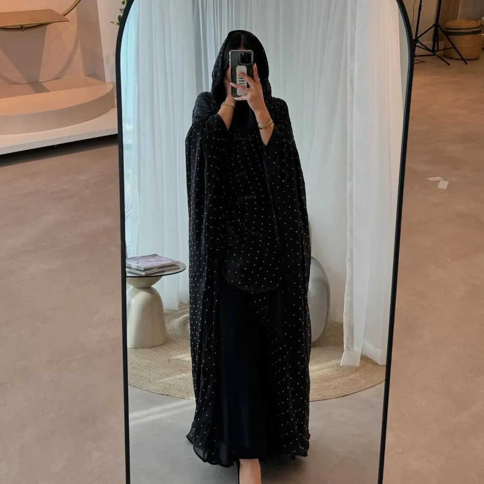 여성 이슬람 Kaftan 라마단 Hijab 드레스 오픈 Abaya 기모노 카디건 다이아몬드 터키 Kebaya Caftan Marocain Femme Robe Jalabiya