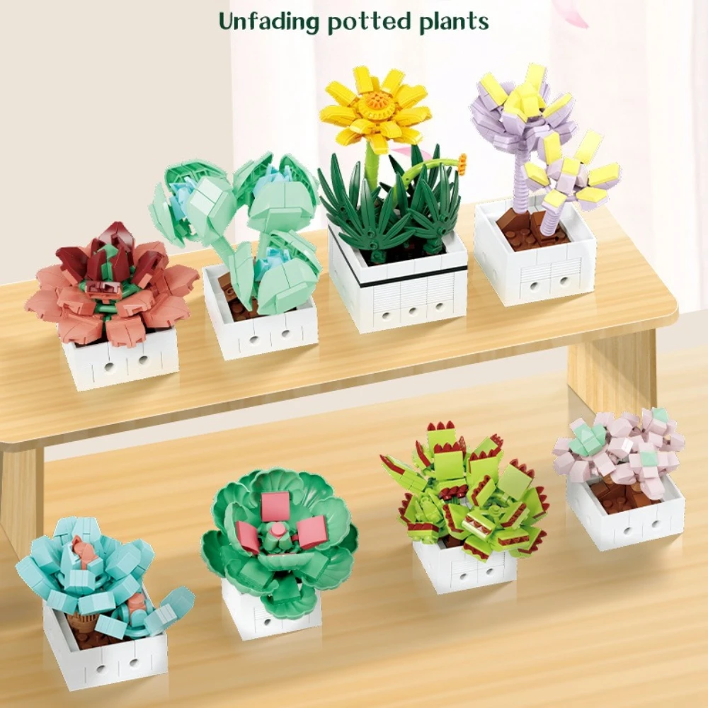 

MOC Exclusive Succulent Flower Potted Plant Building Blocks Set Home Garden Decor Plant Toys For Children Birthday Holiday Gifts