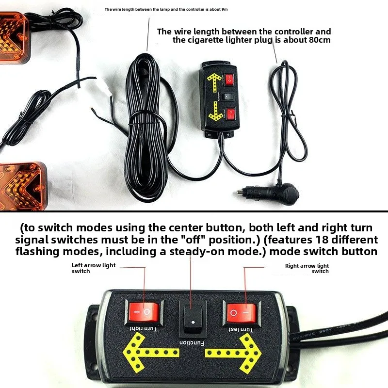 Car arrow light truck turn signal construction vehicle warning light sprinkler trailer indicator prompt traffic guidance