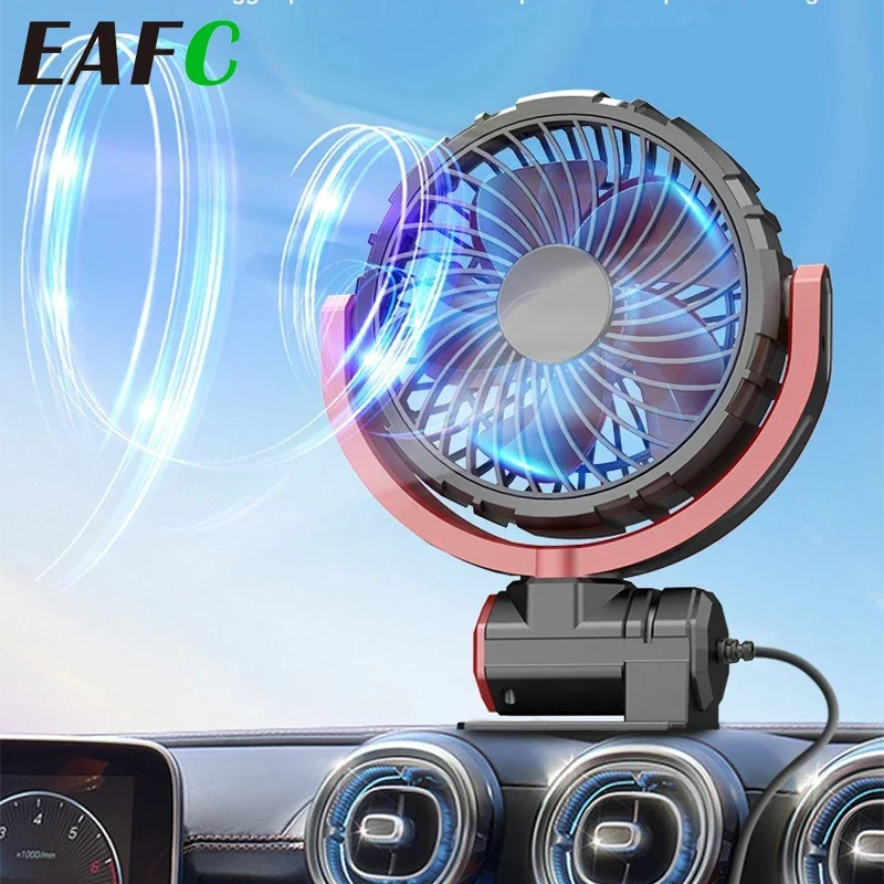 

3-Speed Mini Car Fan 360° Adjustable Head Cooling Air Fan Black Auto Single Head Fan USB Powered Universal Car Accessories