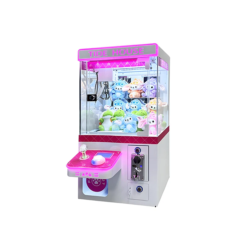 New Age Single-Person Commercial Pink Mini Doll Machine Coin-Operated Household Stainless Steel Crane Claw Grab Gift