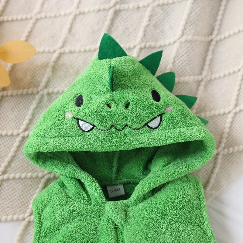 Newborn Infant Baby Boys Girls Cute Green Dinosaur Sleeveless Hooded Romper with Striped Leg Warmers Costume 0 24M