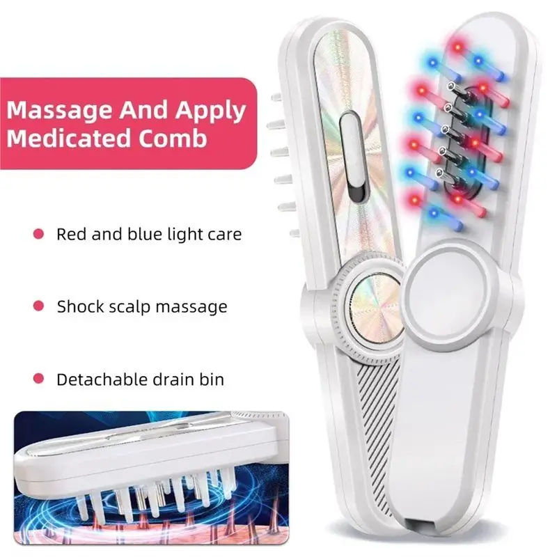 【الرمز】مشط تدليك الثرثرة الكهربائية العلاج بالضوء تدليك نمو الشعر فرشاة فروة الرأس مكافحة تساقط الشعر أداة توزيع الزيت السائل