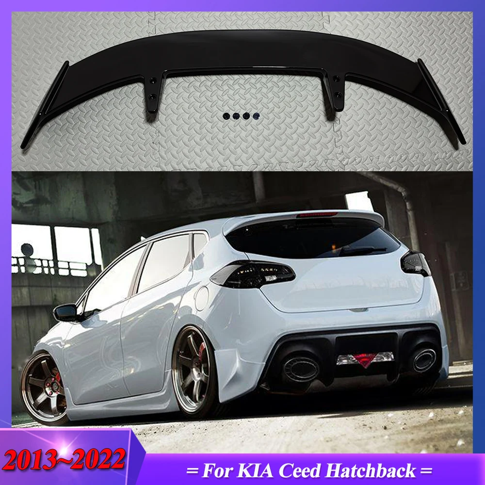 Für KIA Ceed Hatchback 2013 bis 2022 Auto Heckspoiler Dachspoiler Glänzend Schwarz / Carbon-Optik ABS Material Karosserie-Tuning-Kit