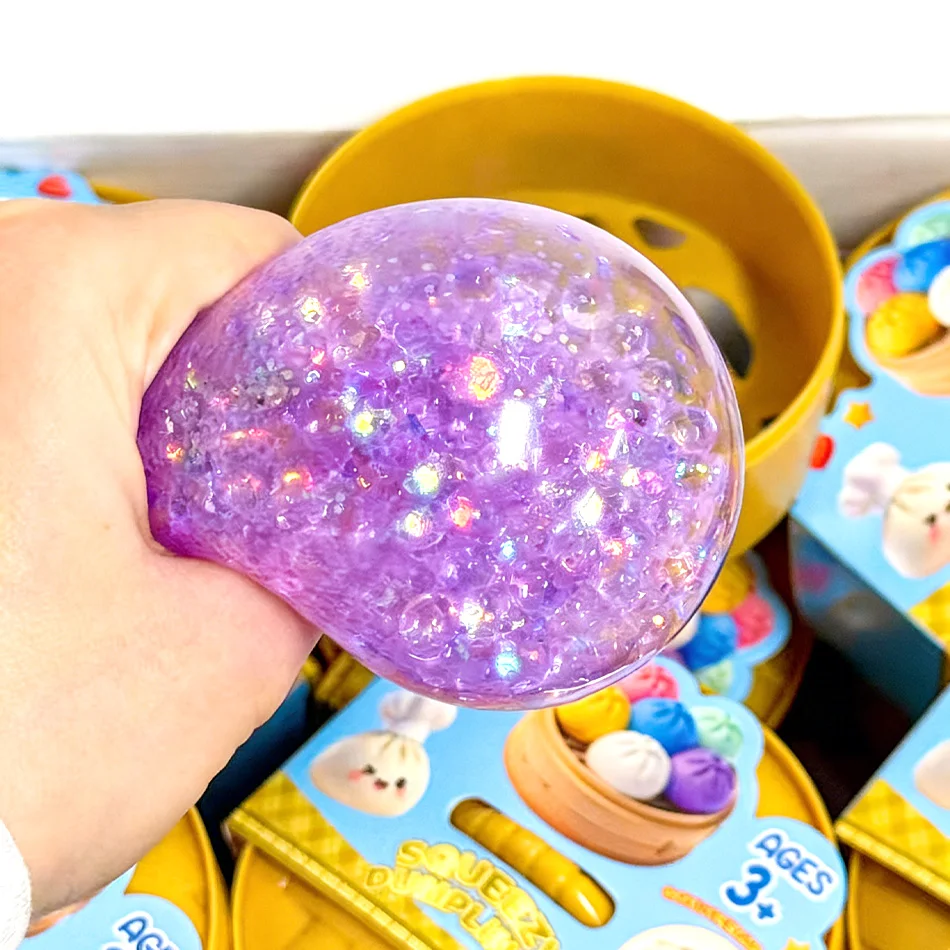 New 1-12pcs Glitter Dumpling Glitter Dumpling Squishy with Box Dumplings Sensory Squeeze Toy for Stress Relief image 6