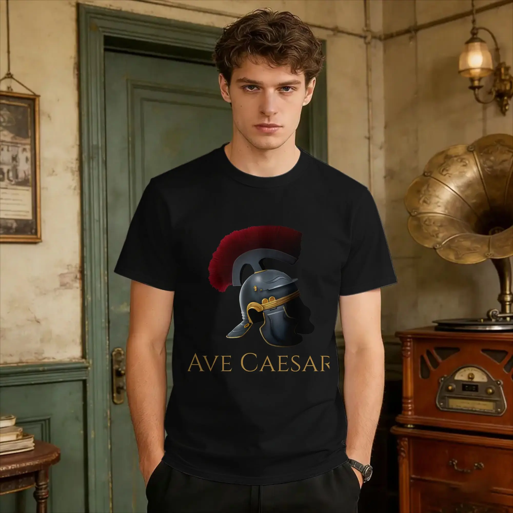 Casual T Shirt Beach Ave Caesar Ancient Rome Legionary Helmet - Roman History T-Shirts  Cotton Tshirt for Adult Basic Top Tees