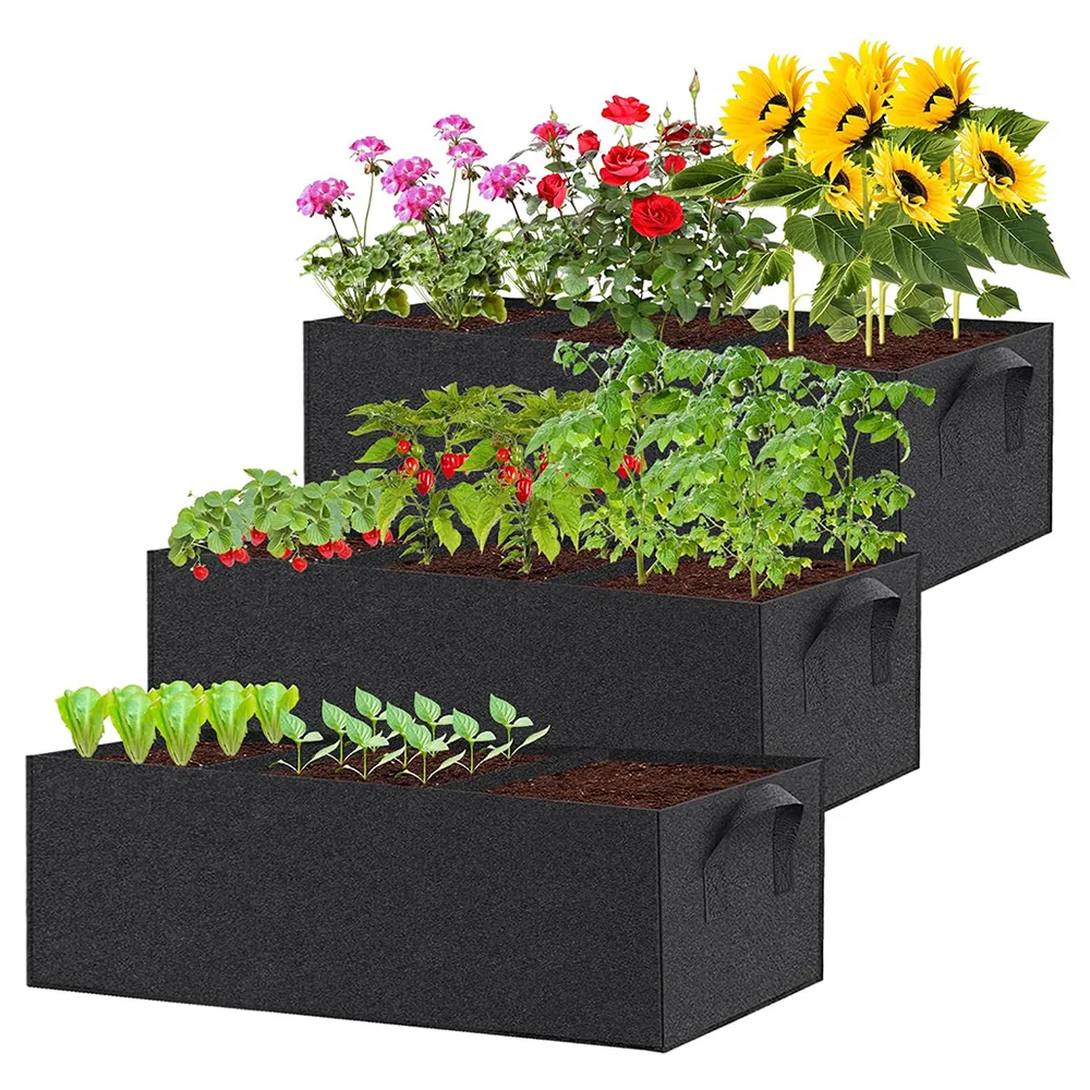 Planting Bags Garden Square Felt Growing Bucket Plant Growth Bag Multi-Functional Vegetable Plant Non-Woven Felt Growing Bag