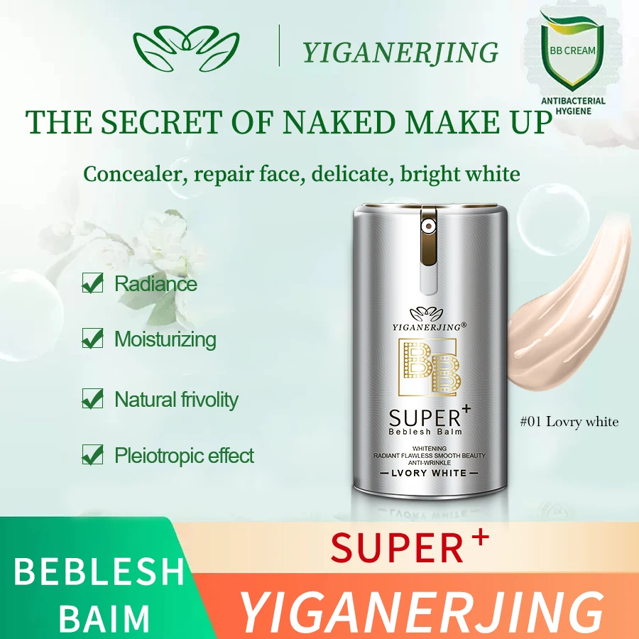 YIGANEJRING BB Cream Lasting Waterproof Smooth Liquid Foundation Concealer idratante e schiarente per la pelle Natural Face Cosmetic