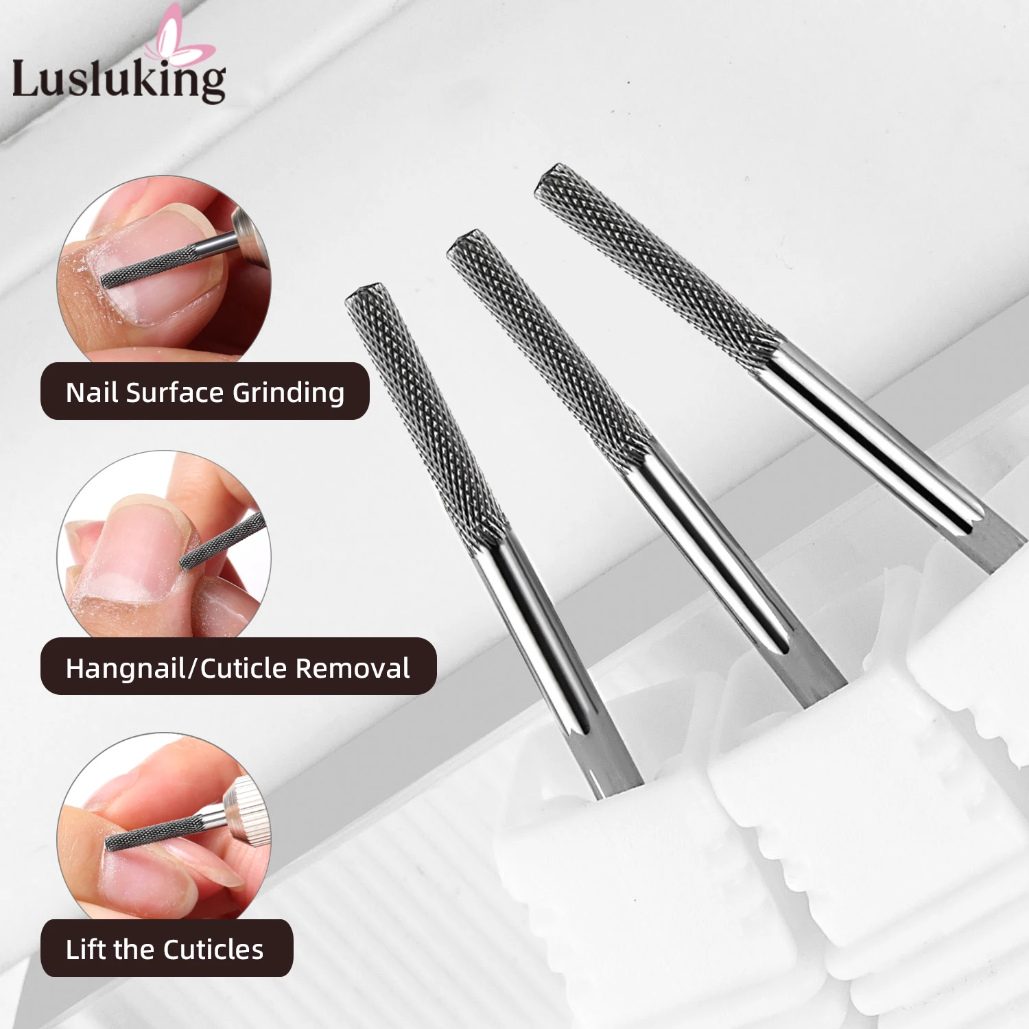 3XF ナチュラルネイル研削ヘッドベースコートキューティクル除去フライスカッターマニキュア用ネイル整形ツール電気マニキュアドリル