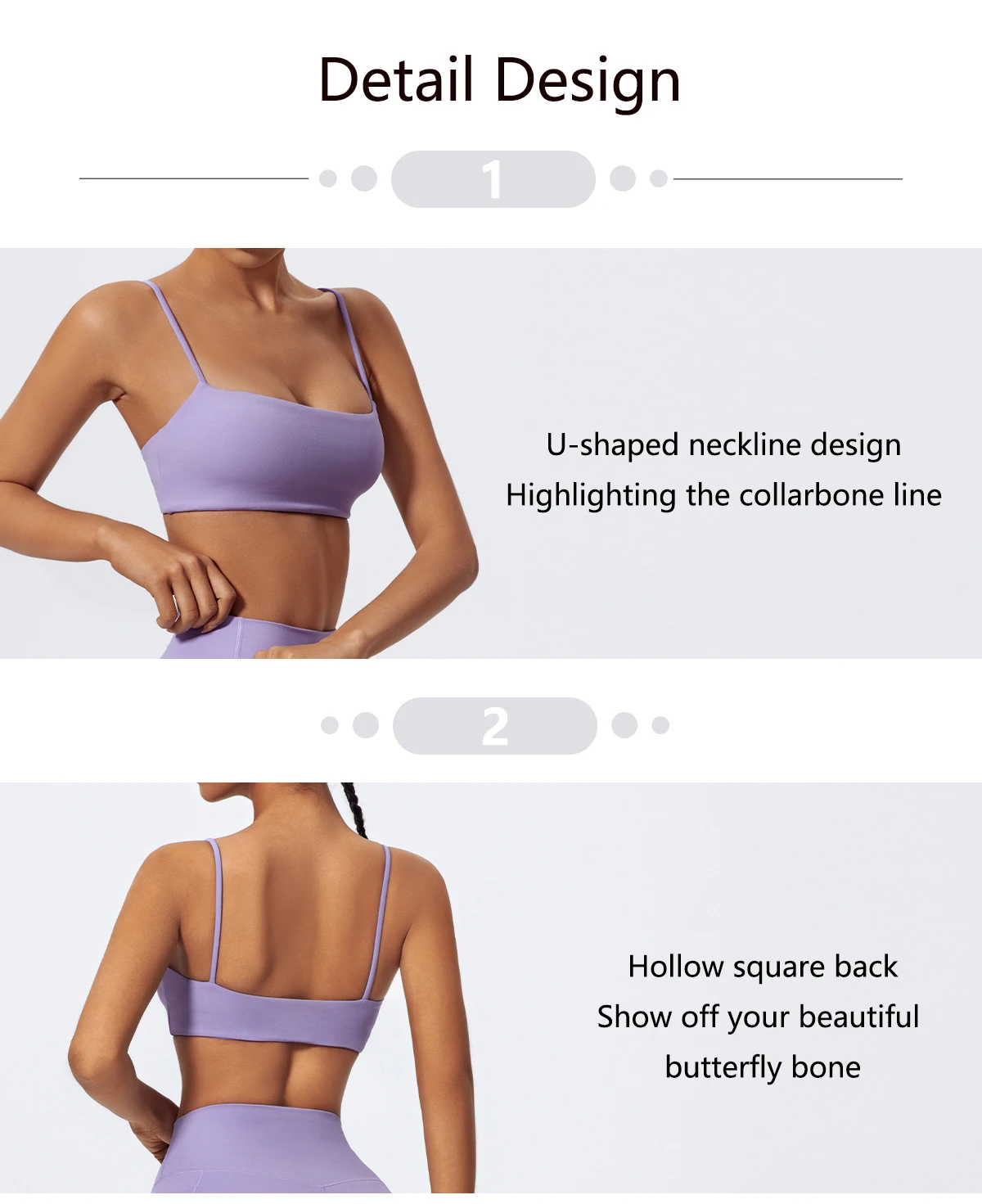 Hearuisavy Sommer Hochelastischer Sport-BH Fitness-Träger-BH Damen Atmungsaktive Yoga-Kleidung Schnelltrocknendes Gym-Top – Detail 2