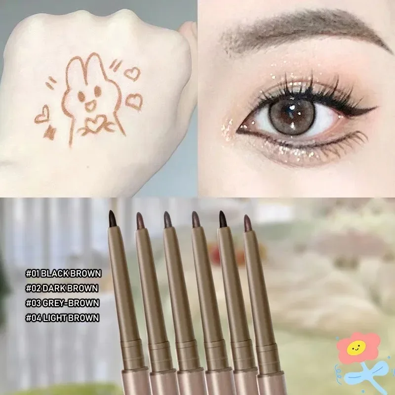 2in1 Eyeliner Lying Silkworm Gel Pen Lasting Waterproof Non-Smudge Eyeliner Quick Drying Lying Silkworm Gel Pencil for Beginner