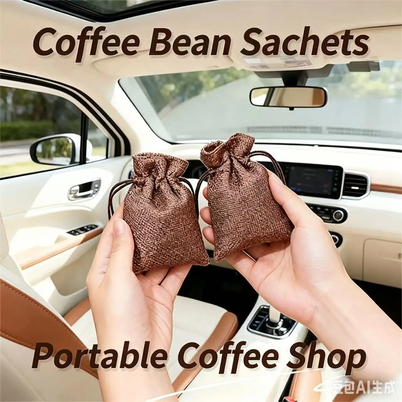 Coffee Bean Car Air Freshener Sachet - Natural Coffee Scent Odor Eliminator,  Long-Lasting Fragrance for Car, Closet & Home