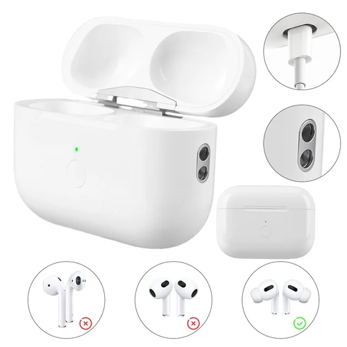 Estuche de carga de repuesto con botón de sincronización de emparejamiento Compatible con Bluetooth, estuche de carga para AirPods Pro 2.a 2022 y 1.a generación 2019