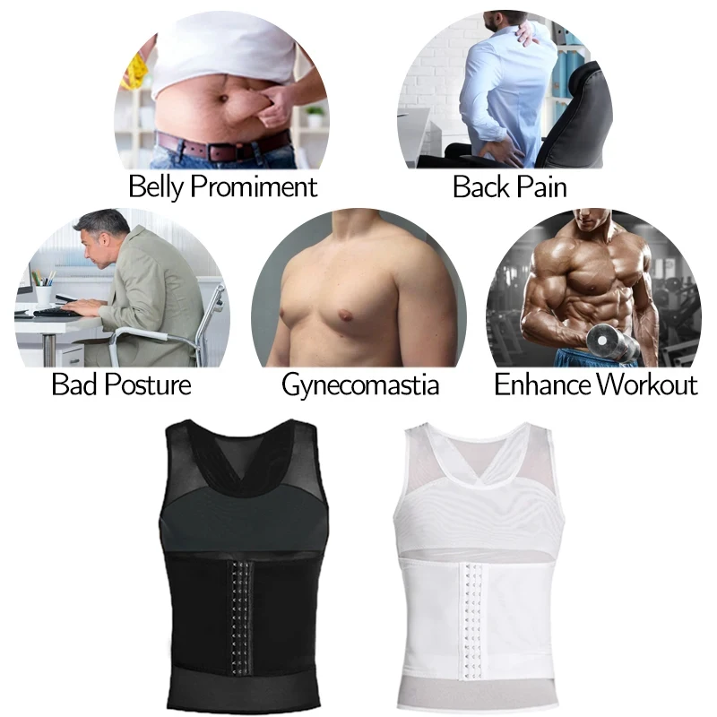 Mens Body Shaper Compression Vest Abdomen Shapewear Tummy Slimming Sheath Gynecomastia Shapers Corset Waist Trainer Fajas Tops