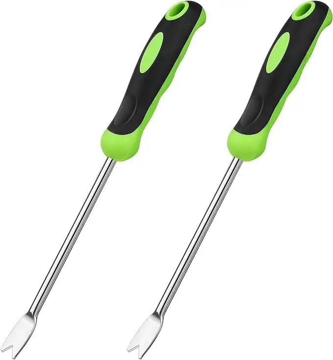 2 PCS Hand Weeder Tool Gardening Weeder Tool Garden Weeding Tool with Ergonomic Handle, Stainless Steel Garden Courtyard Lawn Fa