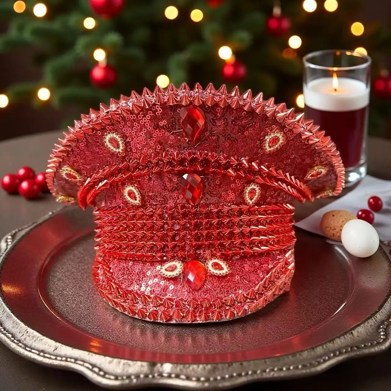 Czerwony kapelusz na Halloween HongLuan dla dorosłych, kapitańskie kapelusze z dżetami na festiwal Burning Man dla kobiet, akcesoria do cosplay dla kobiet