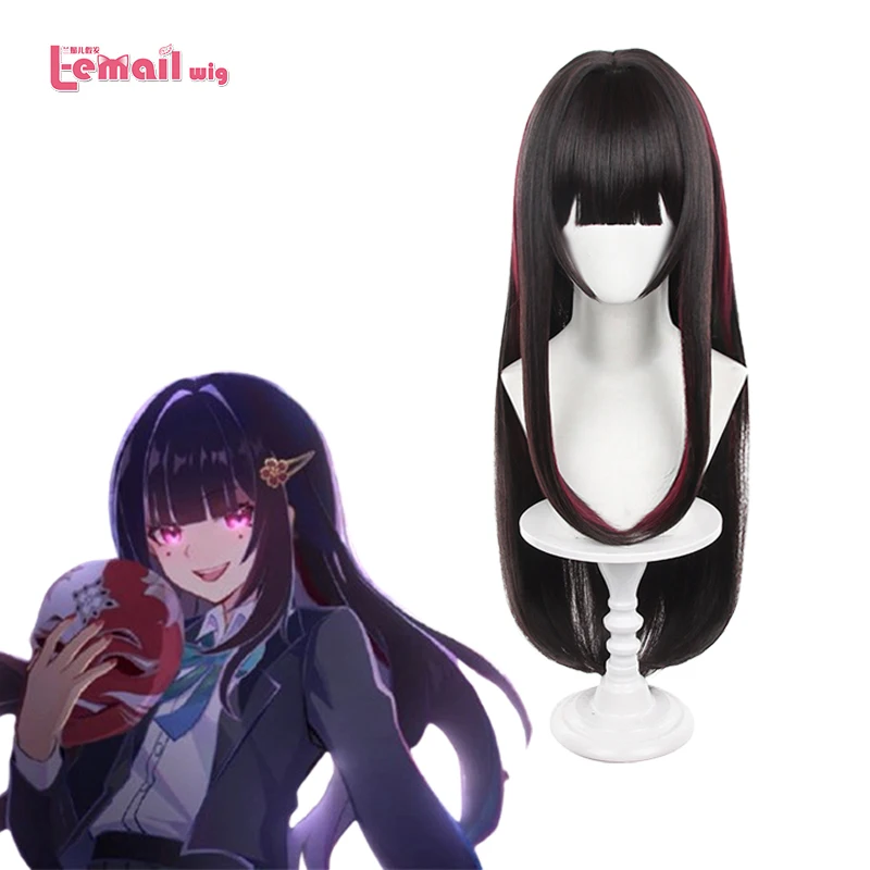 L-email wig Synthetic Hair Game Honkai Star Rail Sparkle Cosplay Wig 80cm Black Mixed Red Color Cosplay Wigs Heat Resistant Wig