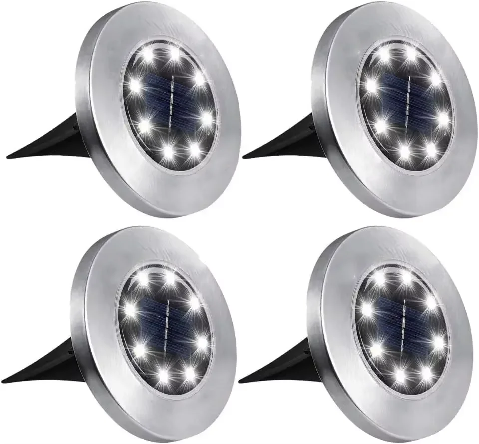 

4 Pcs 8LED Solar Power Disk Light Outdoor Garden Solar Underground Light Deck Light Spotlight Buried Solar Led Lamp