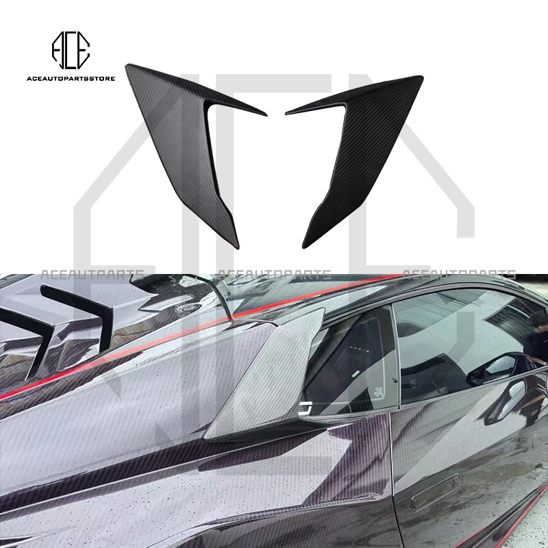 For Lamborghini Huracan STO 2022+ V Style Dry Carbon Fiber Rear Side Fender Vents Trim Body Kit