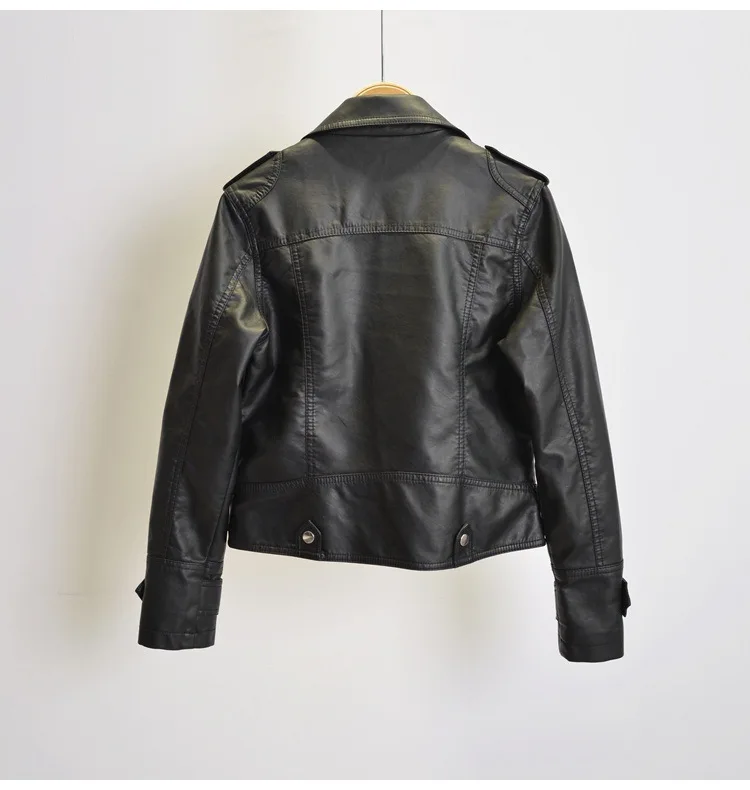 Leather jacket women 2026 Spring and Autumn new Korean version motorcycle PU suit slim fit short washed leather jacket