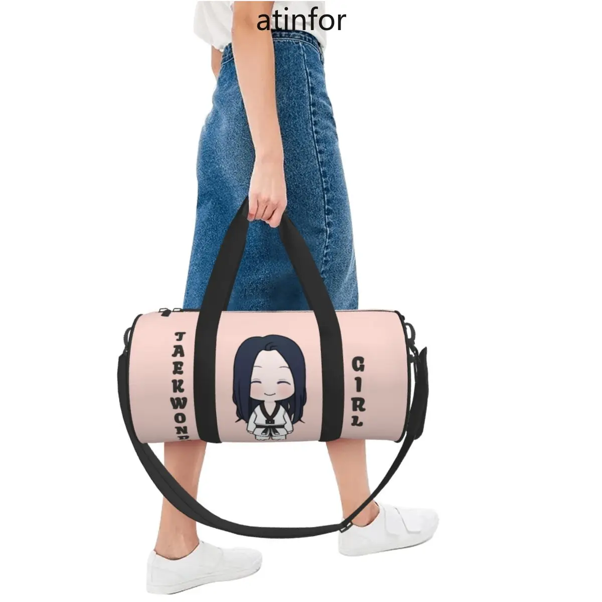 Sac de voyage imprimé Kawaii Taekwondo pour filles, grands sacs à main fantaisie, entraînement d'arts martiaux, sac de sport pour couple, week-end, sac de fitness