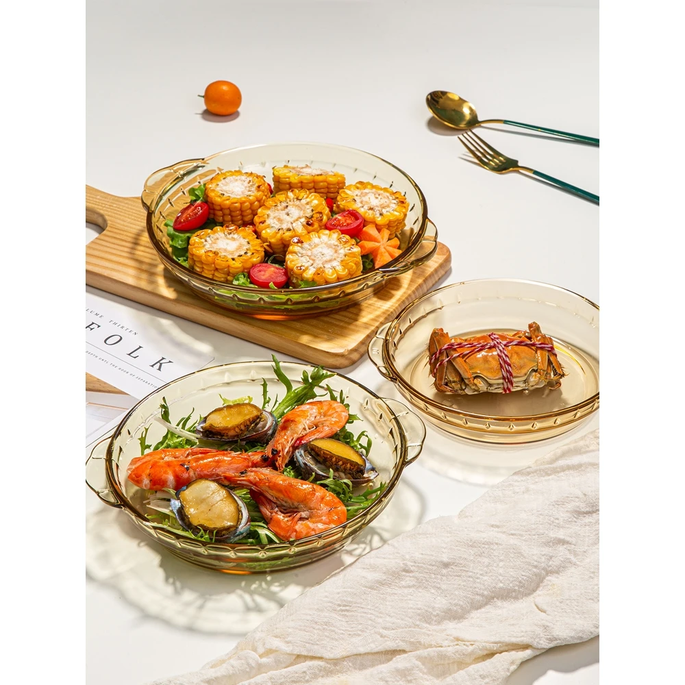 

Corning Flagip Store Heat Resistant Glass Plate for Microwave Oven Special for Sted Egg And Fruits round ape Adult Use