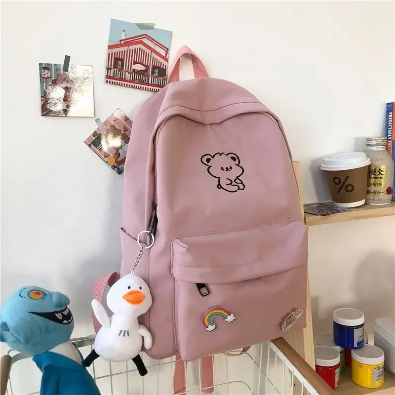 New Fashionable and Minimalist Girls\' Backpack Casual Color Contrast Middle School Student Backpack Female Travel Backpack