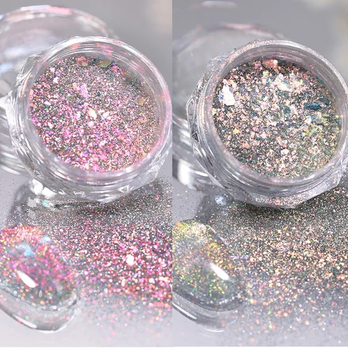 1 caja de polvo camaleónico multicromo, purpurina para uñas, pigmento de arcoíris de neón Aurora, polvo cromado, manicura iridiscente, polvo para frotar uñas