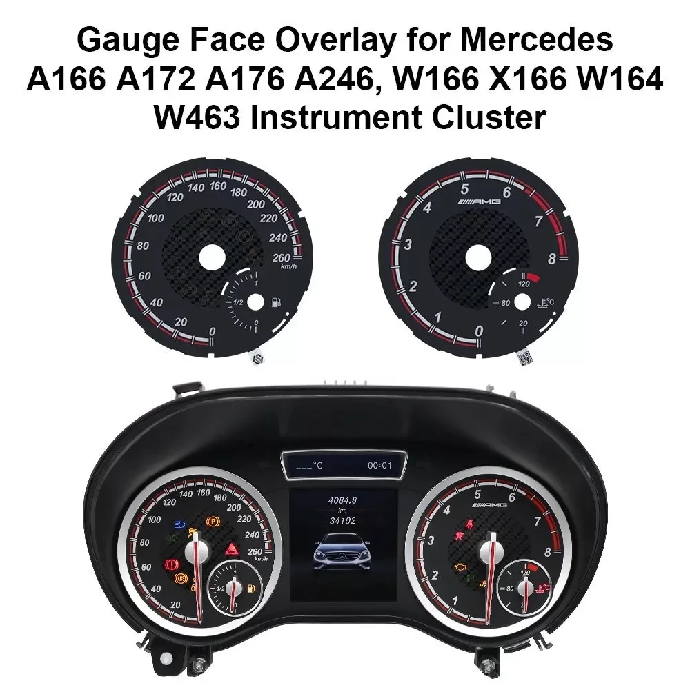 Gauge Face for Mercedes W166 X166 W164 W463 Instrument With Red Yellow Grey Color Scale Mark