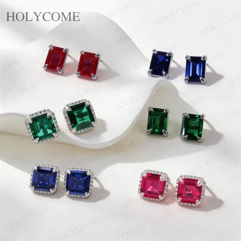 Stud Earrings for Woman S925 Sterling Lab Grown Gemstone Temperament Earring High Quality Anniversary Fine Jewelry Party Gift