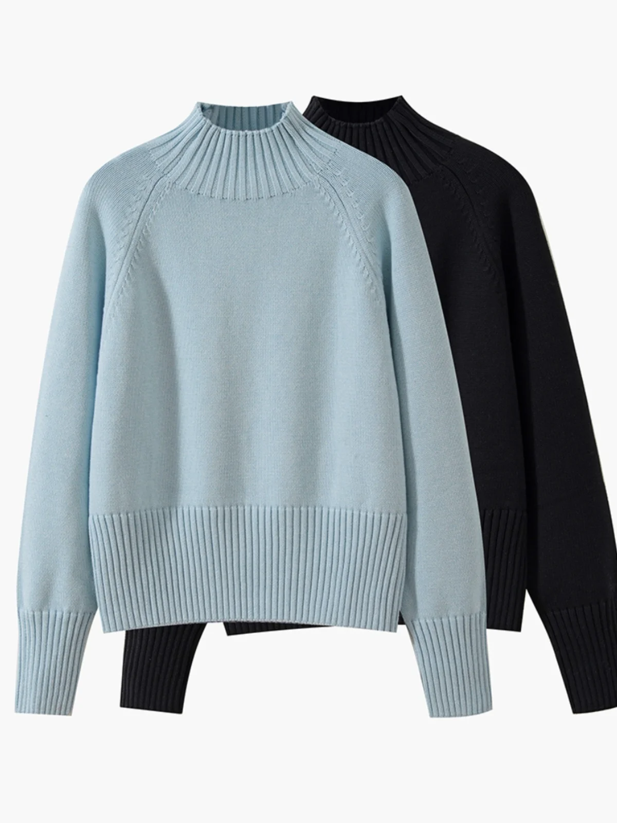 

Autumn and Winter New Women's Sweater, Simple Retro Semi High Neck Pure Cotton Thick Knit Base Pullover Sweater